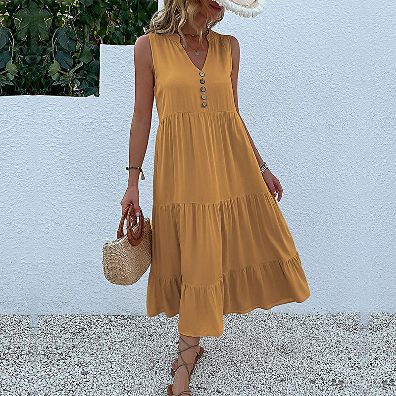 Women's Sleeveless Loose Casual Tiered Dress