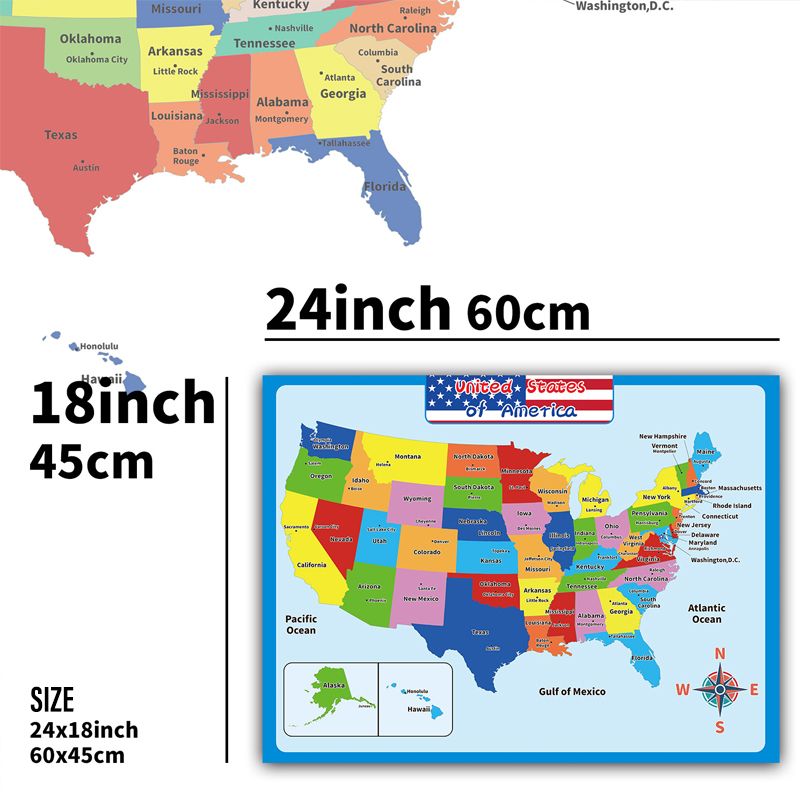 Geography Learning Poster Wall Map for Kids