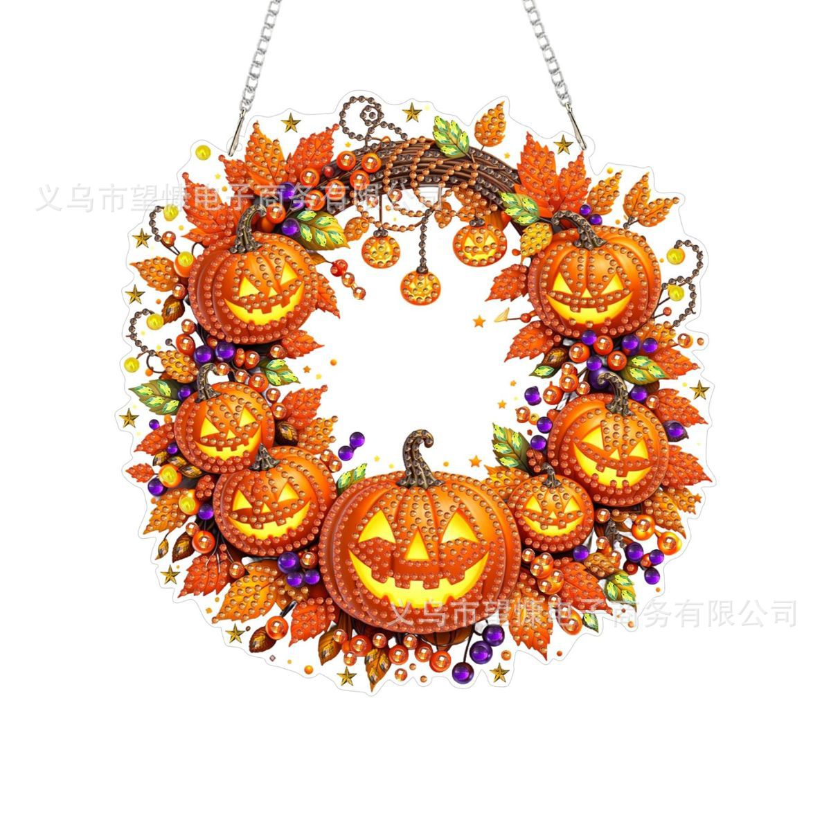 🍂 Autumnal pumpkin wreath with a diamond pattern to hang up – Complete DIY kit
