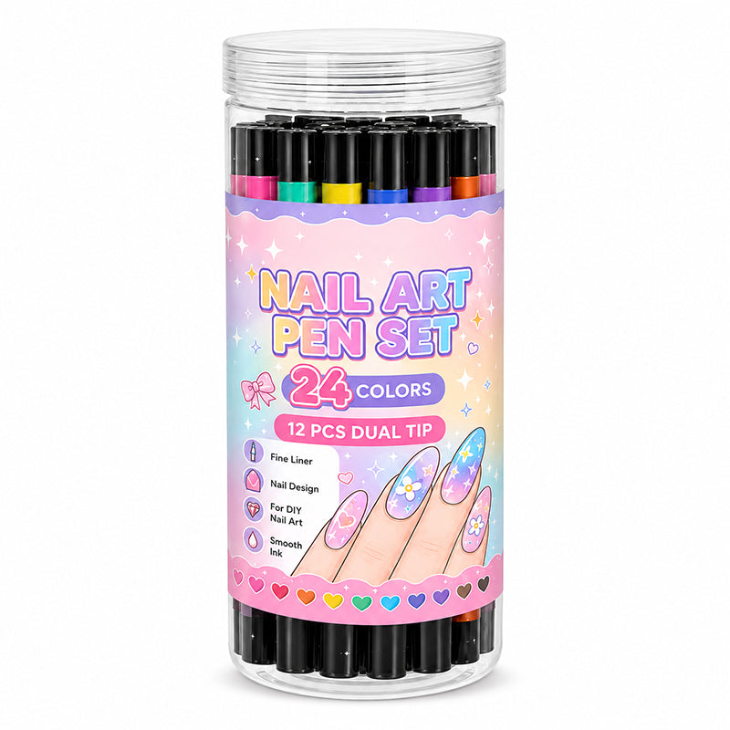 💕LAST DAY-50% OFF🌈24 Colors Dual Ended Nail Art Pens Set