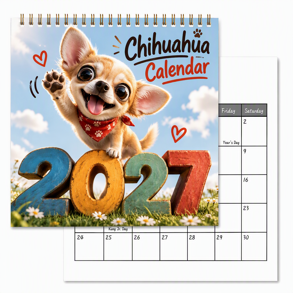 🎄🎁Christmas Sale 🐕Chihuahua 12 Month Wall Calendar