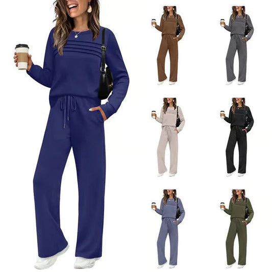 🌸Women's Crew Neck Top & Drawstring Pants Set