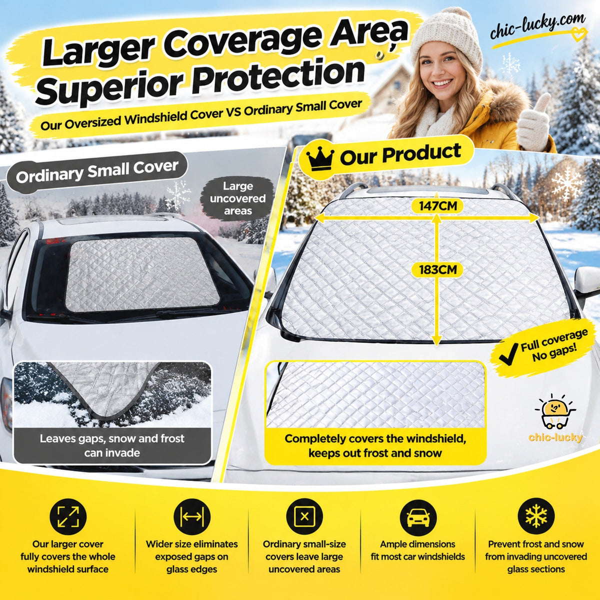 ⏳🖤Black Friday Sale: ONLY ￡14.99!!🔥Clear Your Windshield Instantly! Magnetic Frost & Snow Cover❄️