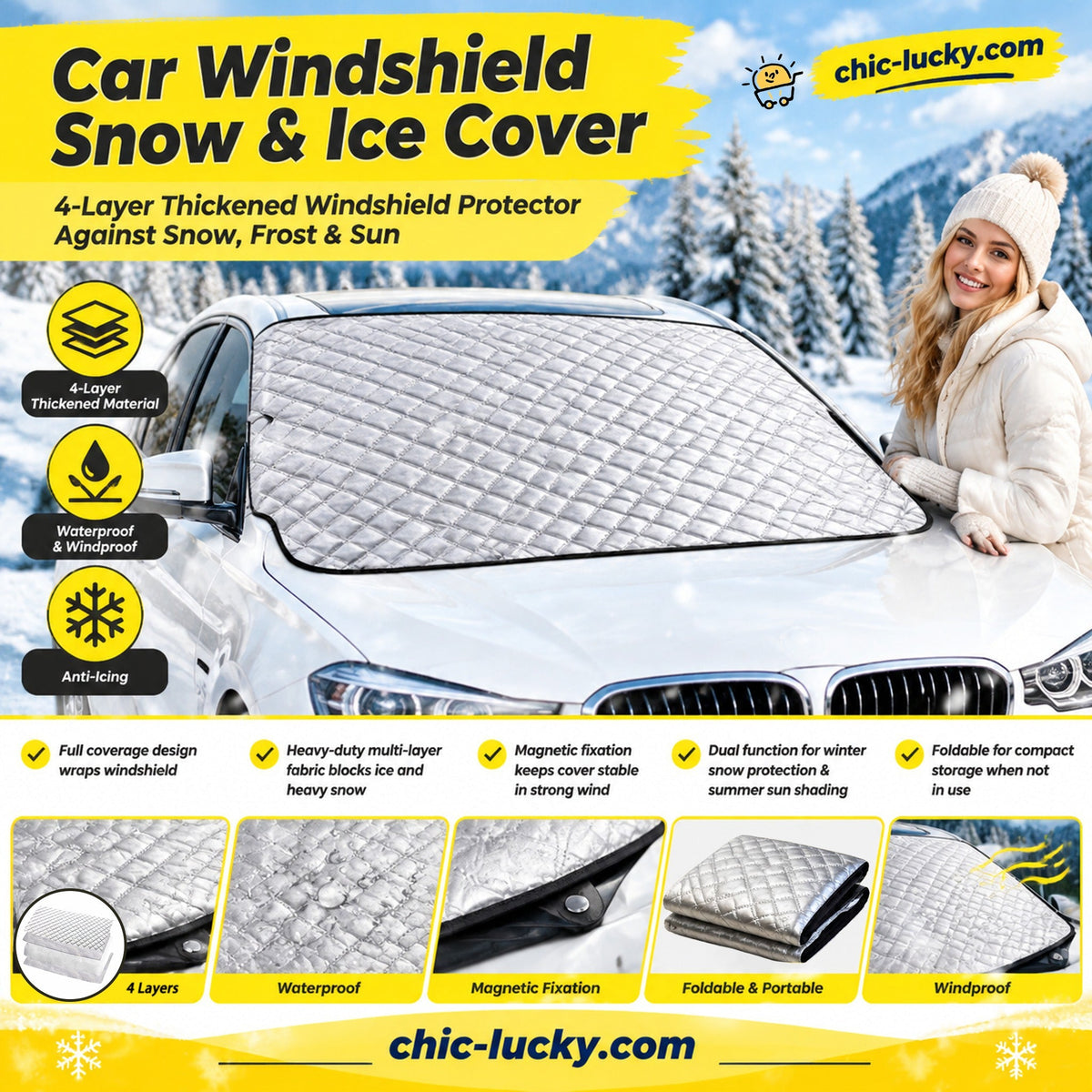 ⏳🖤Black Friday Sale: ONLY ￡14.99!!🔥Clear Your Windshield Instantly! Magnetic Frost & Snow Cover❄️