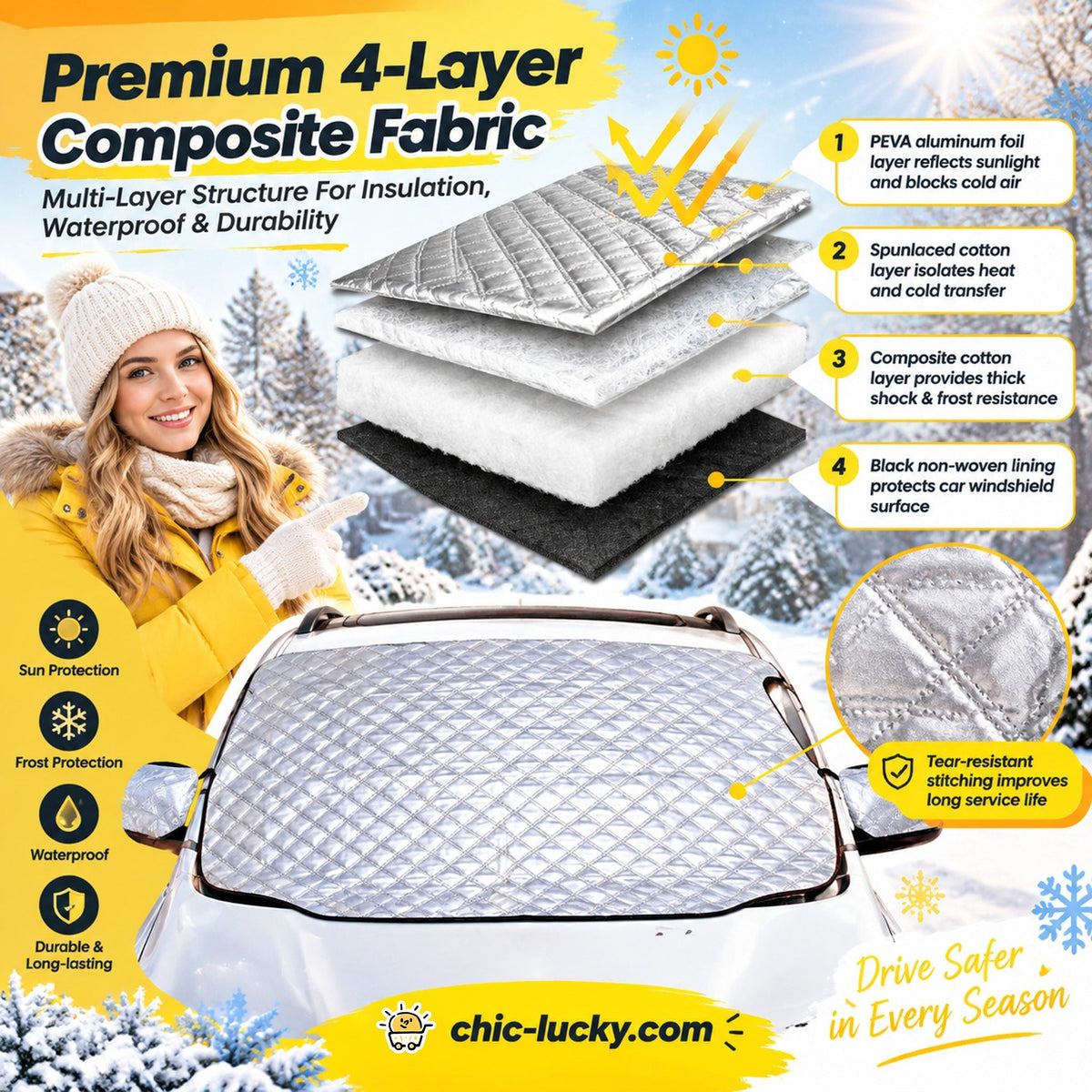 ⏳🖤Black Friday Sale: ONLY ￡14.99!!🔥Clear Your Windshield Instantly! Magnetic Frost & Snow Cover❄️