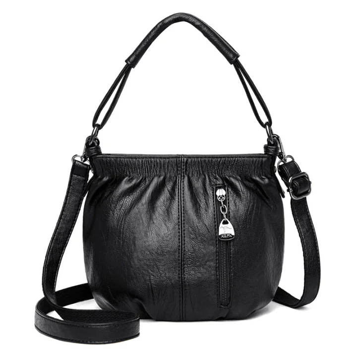 👜 60% OFF 💼 Pleated Bucket Leather Handbag – Soft Material, Adjustable Strap & Chic Casual Style ✨