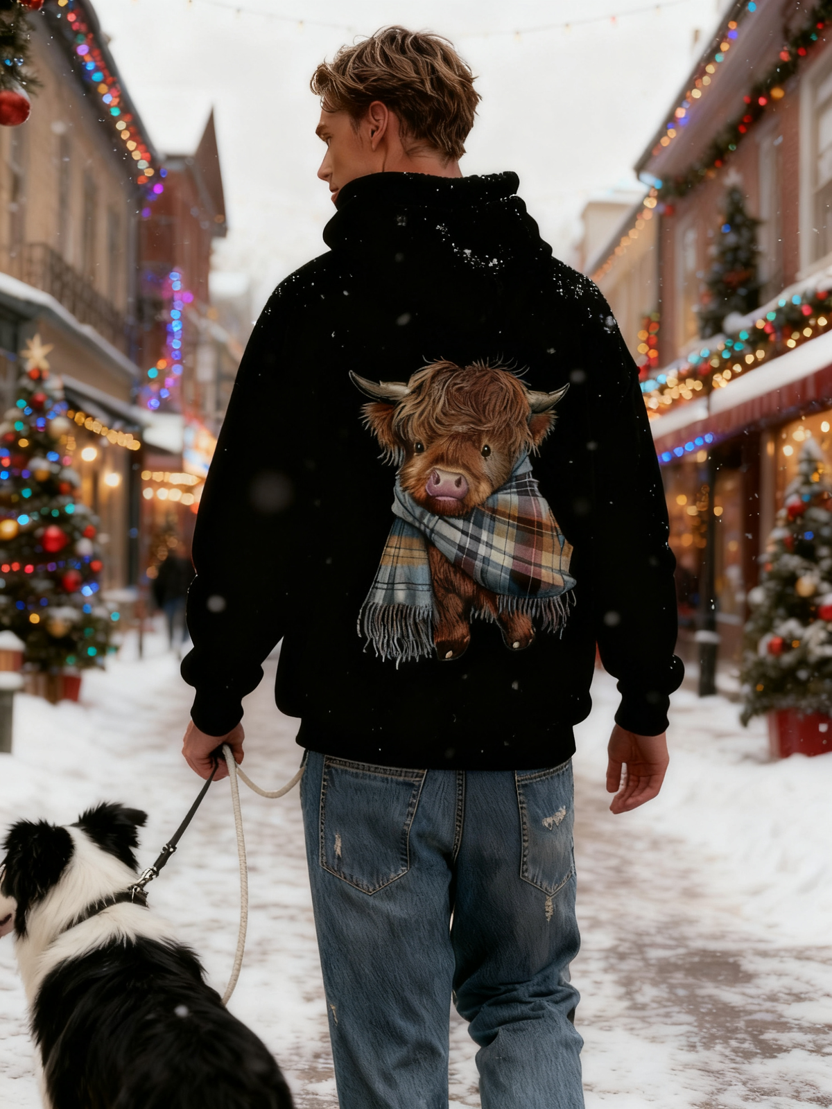 🎄HOT SALE 50% OFF!!🎁Cute Highland Cow Cozy Fleece-Lined Hooded Sweatshirt🦬