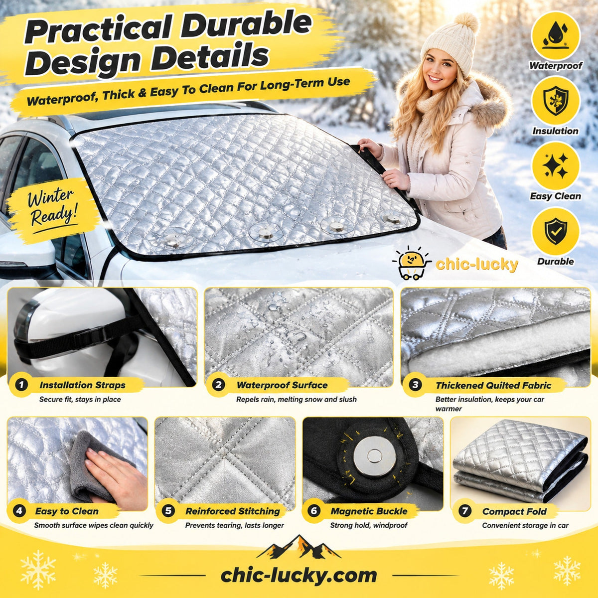 ⏳🖤Black Friday Sale: ONLY ￡14.99!!🔥Clear Your Windshield Instantly! Magnetic Frost & Snow Cover❄️