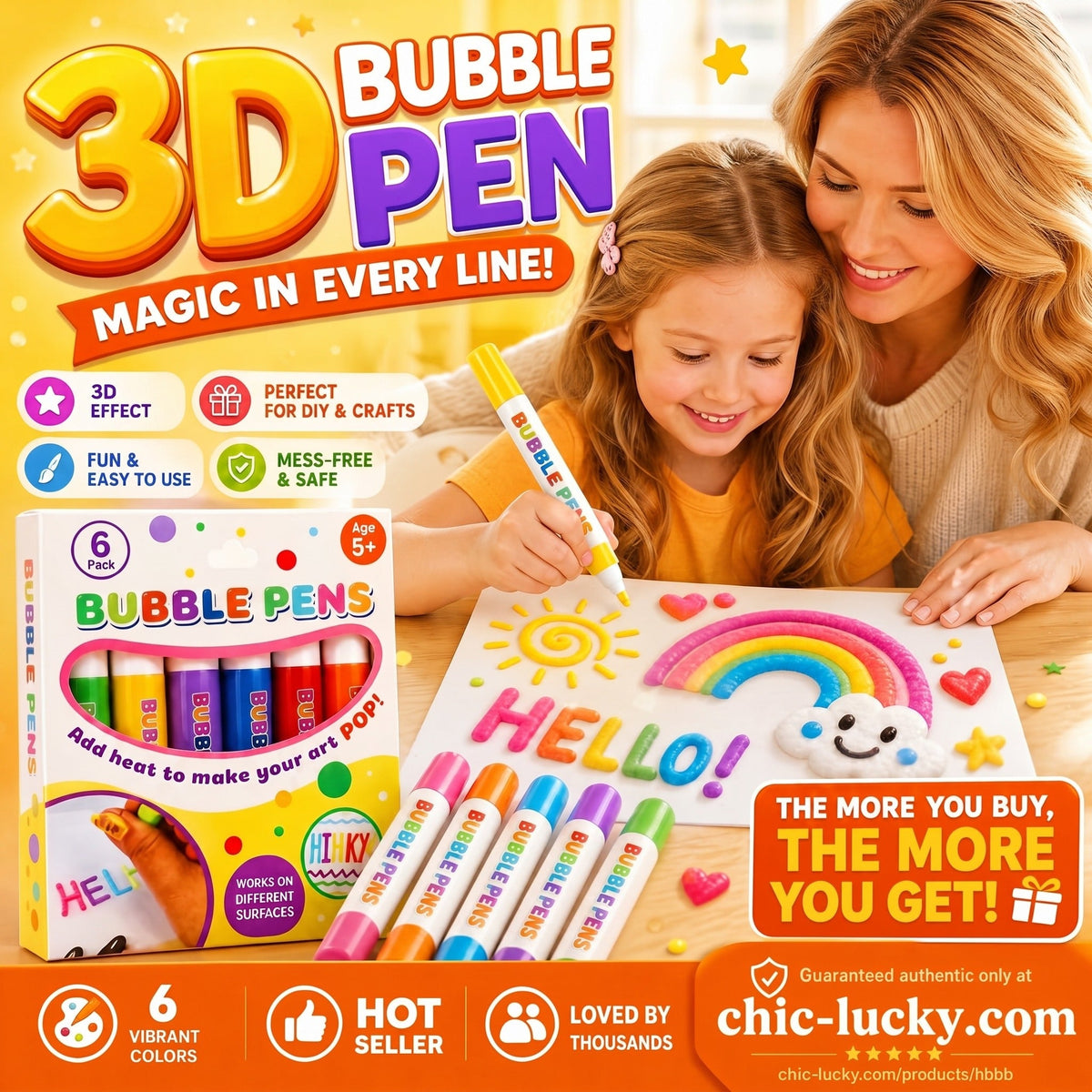 ⏳LAST DAY BUY 1 GET 1 FREE!!🎁🔮Magic Pen – Draw 3D with one stroke!🎄 DIY Bubble Popcorn Drawing Pens 🔥