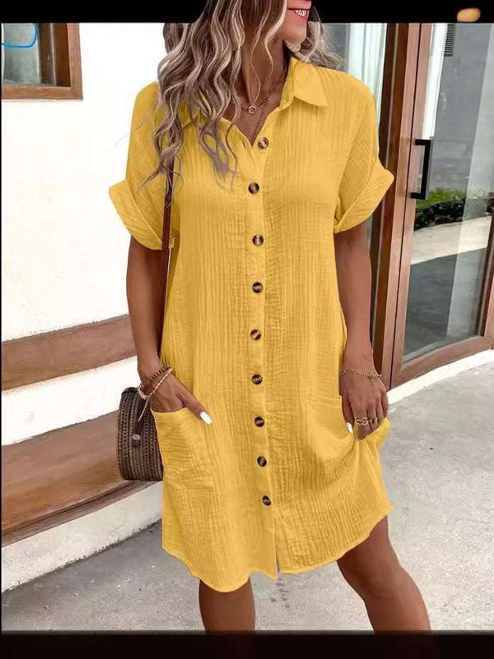 💃Summer Hot Sale 50% OFF! 💎✨Women’s Summer Midi Dress – Breezy, Flattering & Effortlessly Chic! Lightweight Button-Down with Pockets 🇬🇧☀️