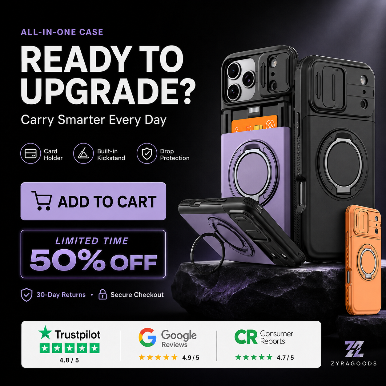 Shockproof Phone Case with Card Holder