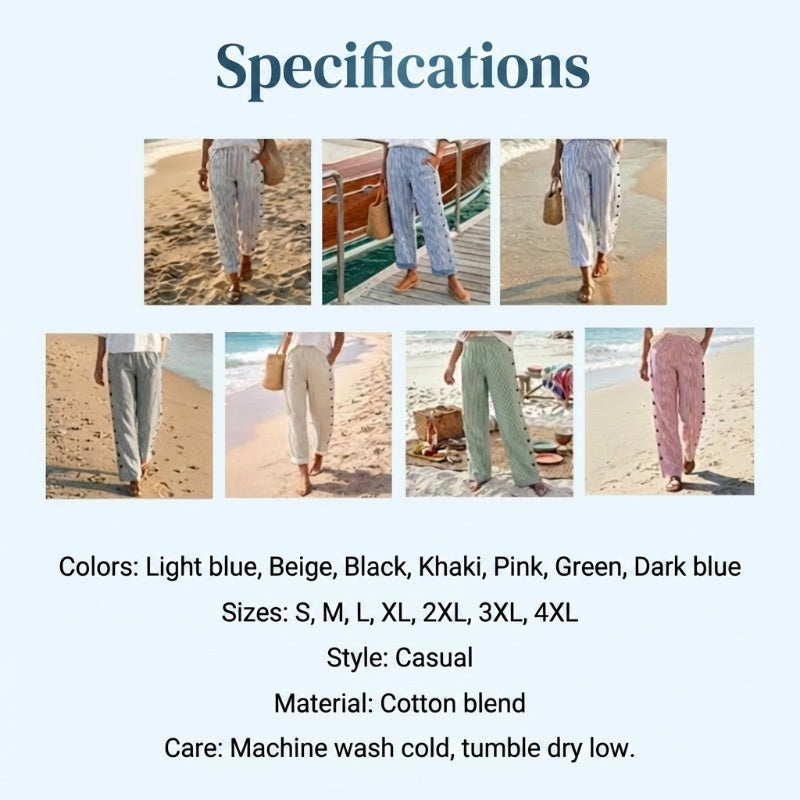 ☀️Spring Hot Sale 50% OFF!!🌿🌸Comfy Blue Striped Side Pocket Pants