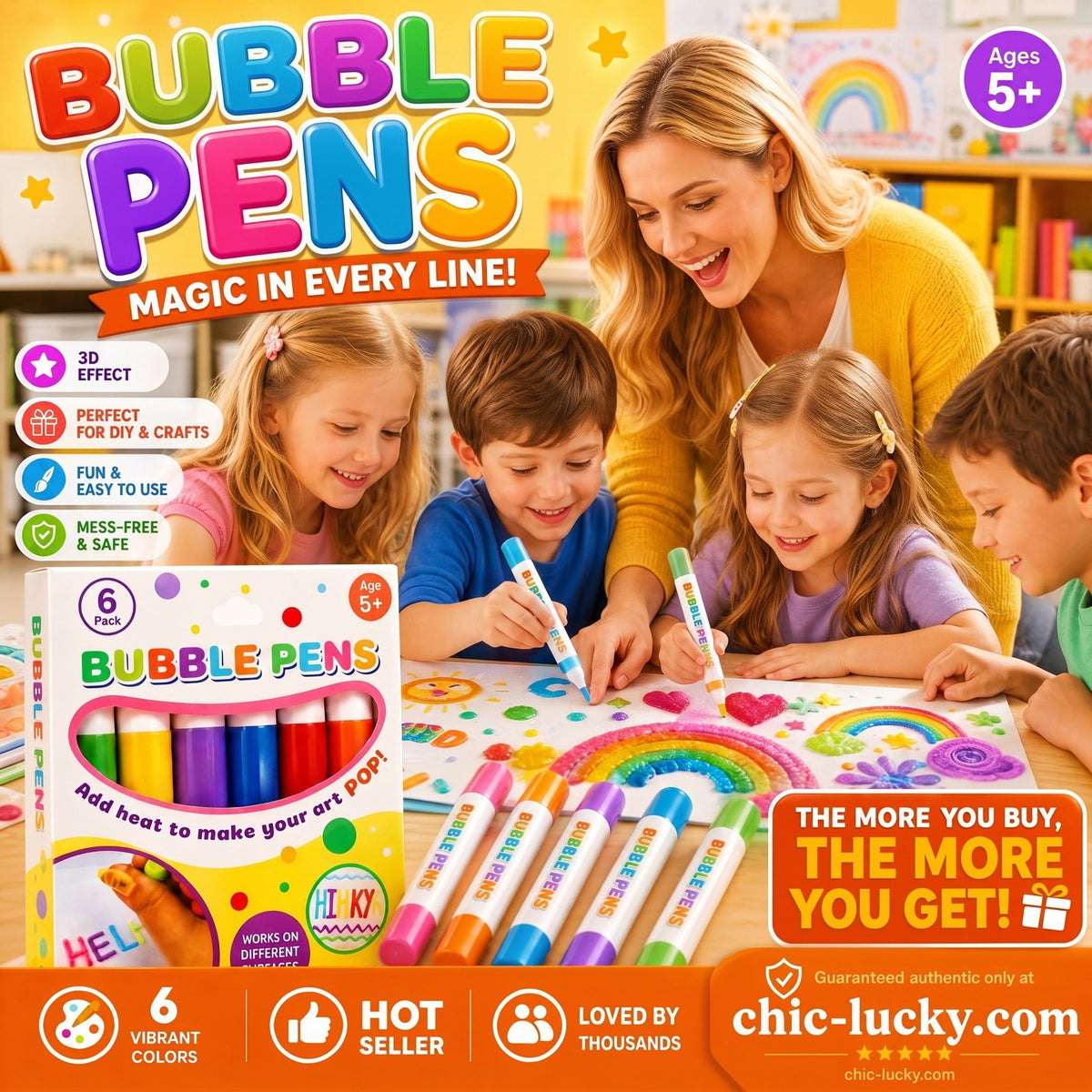 ⏳LAST DAY BUY 1 GET 1 FREE!!🎁🔮Magic Pen – Draw 3D with one stroke!🎄 DIY Bubble Popcorn Drawing Pens 🔥