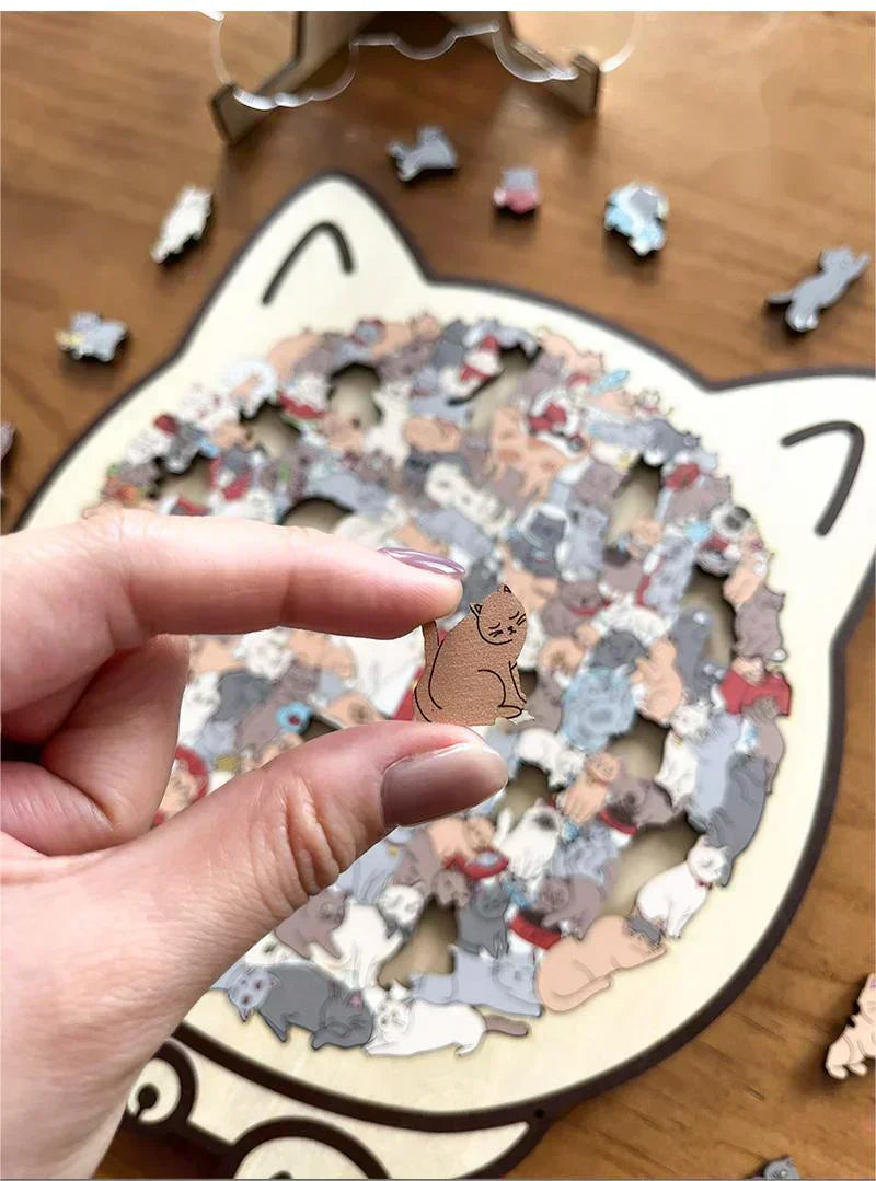 🎁Christmas Sale 49% OFF🎅135-Piece Morandi-Colored Cat Shaped Wooden Jigsaw Puzzle