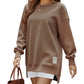 Long Sleeve Pullover Zipper Slit Casual Sweatshirt Dress