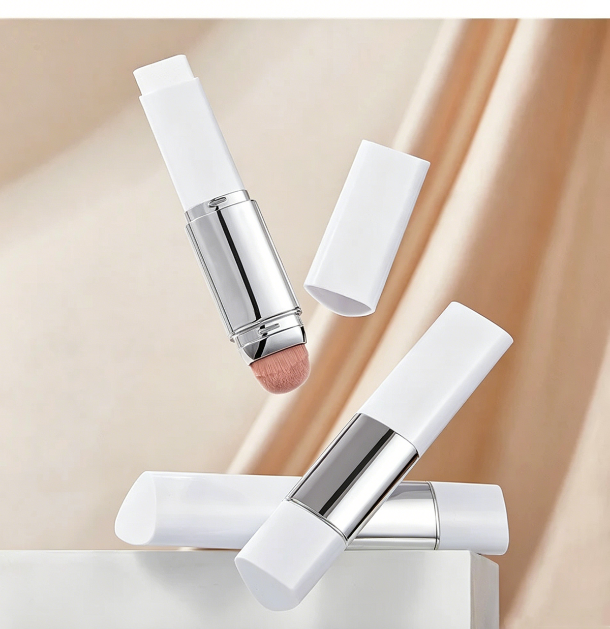 🎁🎁Last Day BUY 1 GET 1 FREE🎉Cover Cream Stick V w/ Detachable Brush - Korean Skin Care Color-Changing Foundation Stick with Collagen Capsules (0.45 oz)
