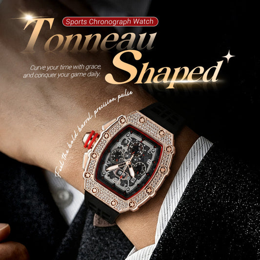 ⏳Limited-time 50% off⏰Men's Luxury barrel-shaped watch Rhinestone Embellished Watch⌚