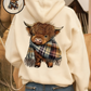 🎄HOT SALE 50% OFF!!🎁Cute Highland Cow Cozy Fleece-Lined Hooded Sweatshirt🦬