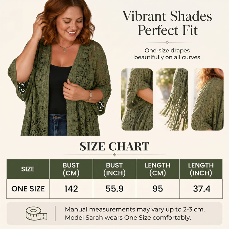 🔥This Week's Special Price:£15.99!!😍Women’s Oversized Knit Cardigan – Lightweight Crochet Tassel Kimono for Spring & Summer 🌸