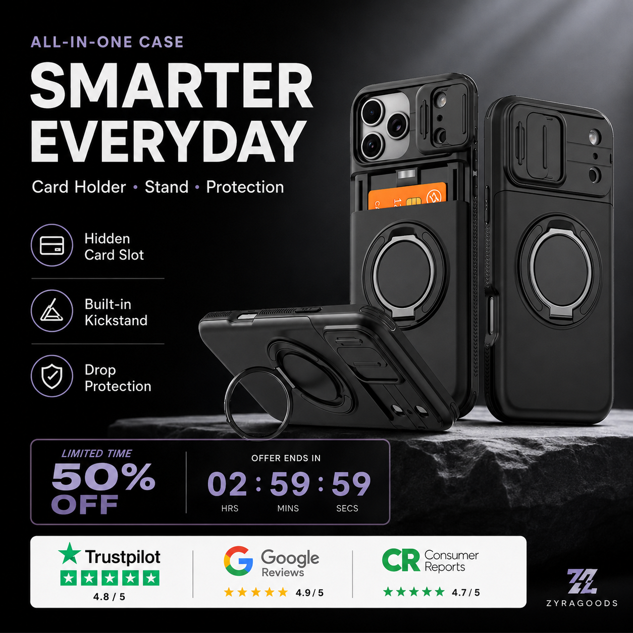 Shockproof Phone Case with Card Holder