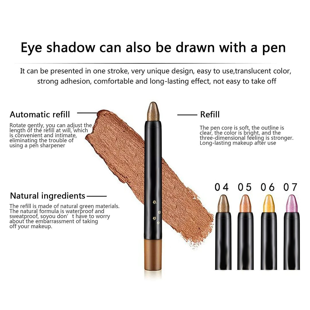 ✨LIMITED‑TIME 50% OFF! ✨Waterproof Highlighter Eyeshadow Pencil, Shimmer Glitter Cream Makeup Stick, Long‑Lasting for Eyes, Face & Party Looks