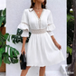 Chic V-Neck Dress with Lace Cutout Details