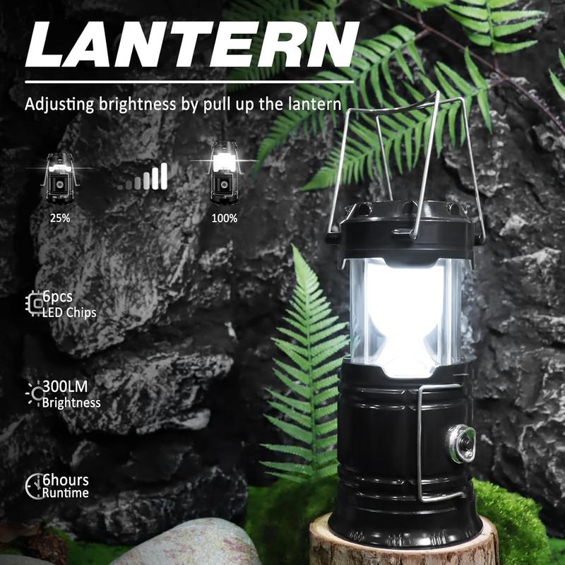 Solar Rechargeable Camping Lantern – Collapsible LED, IPX5 Waterproof 💡 Magnetic Base & Foldable Hook 🏔️ Ideal for Camping, Hiking & Emergency Outages 🔋