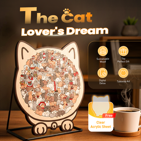 🎁Christmas Sale 49% OFF🎅135-Piece Morandi-Colored Cat Shaped Wooden Jigsaw Puzzle