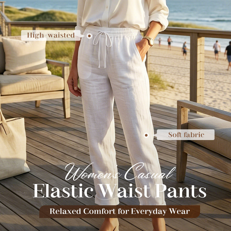 🌸LAST DAY SPECIAL PRICE: ￡11.99!!🌸Women's  Elastic Waist Cotton Linen Casual Pants