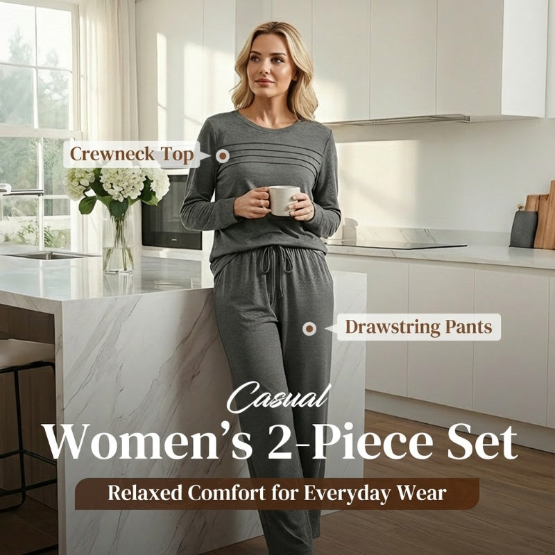 🌸Women's Crew Neck Top & Drawstring Pants Set