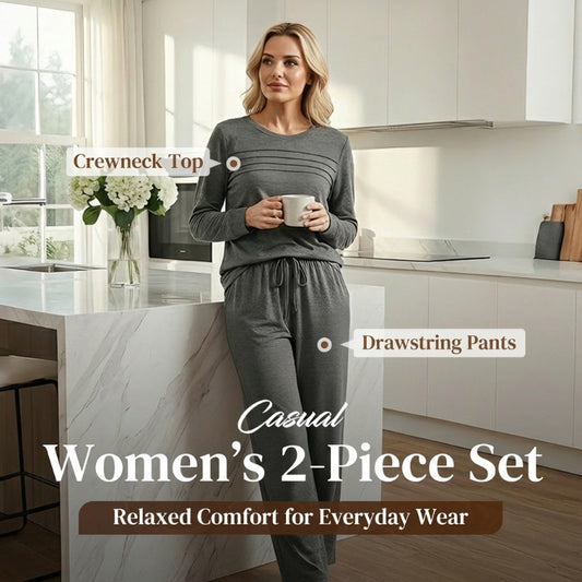 🌸Women's Crew Neck Top & Drawstring Pants Set