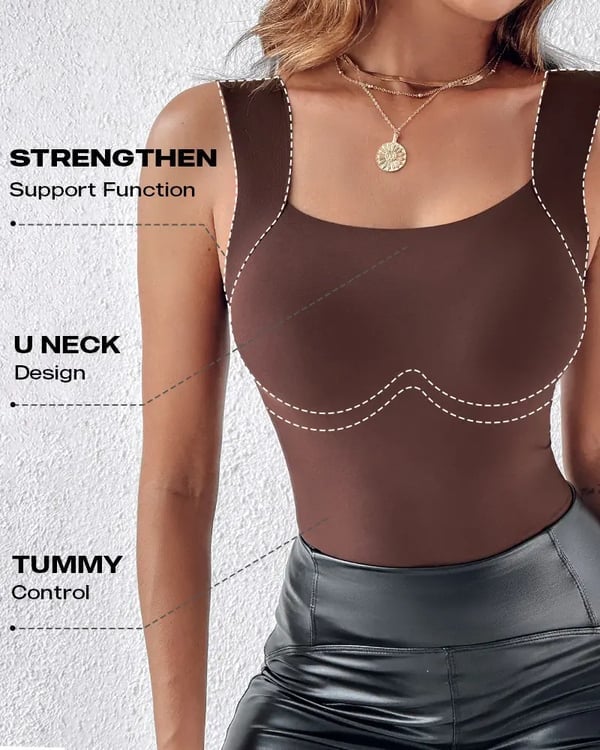 🏆2026 HOT SALE-50% OFF!!💐Women's U Neck Camisole High Strechy Seamless Built-in Bra Padded Tank Tops