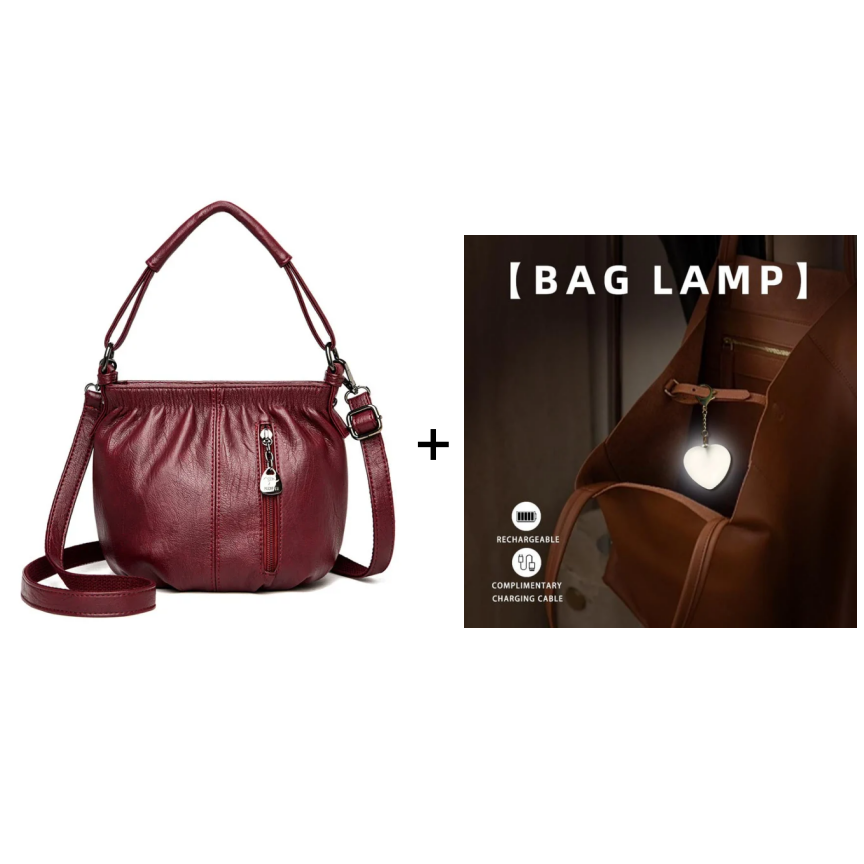 👜 60% OFF 💼 Pleated Bucket Leather Handbag – Soft Material, Adjustable Strap & Chic Casual Style ✨