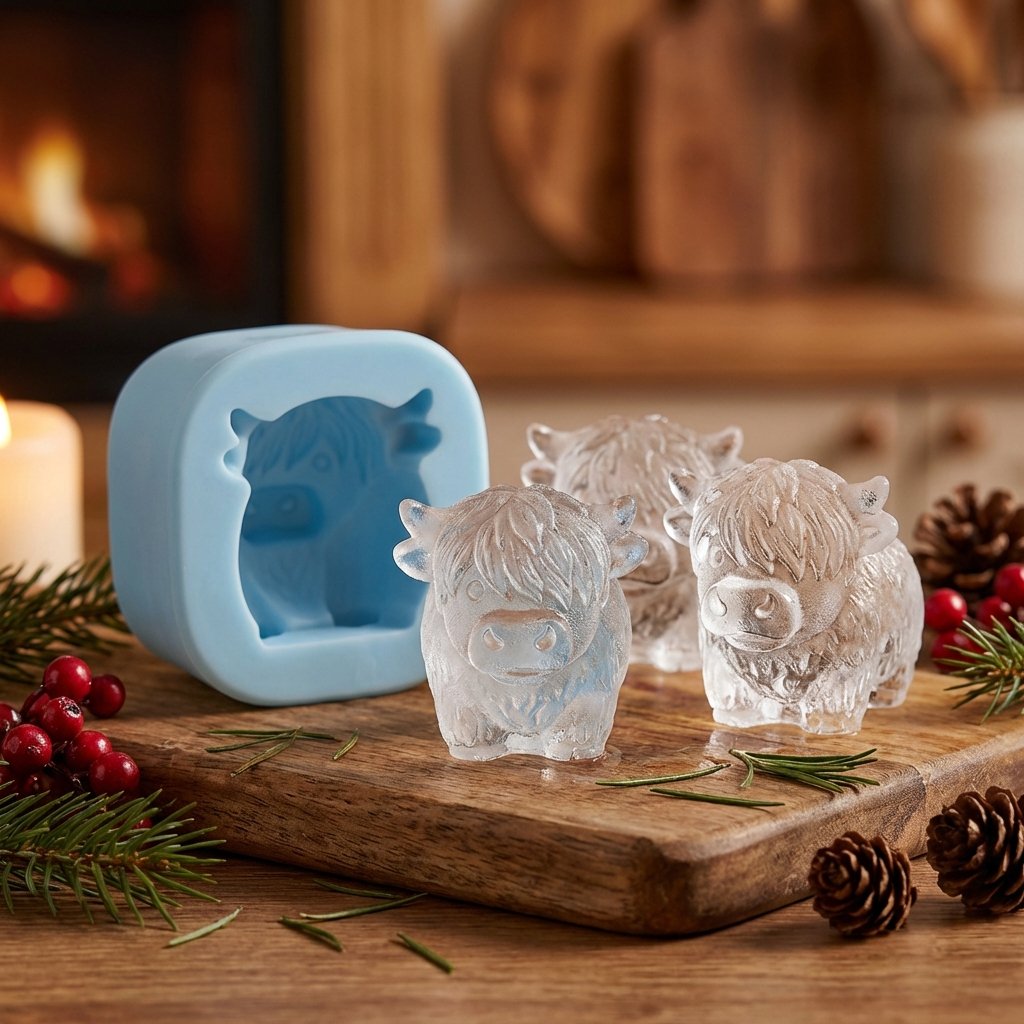 ⏳Last Day Special Price ￡6.99!!🐇🐰 Mini Highland Cow/Rabbit Ice Cube Mold – Cute 3D Ice for Drinks, Parties & Gifts
