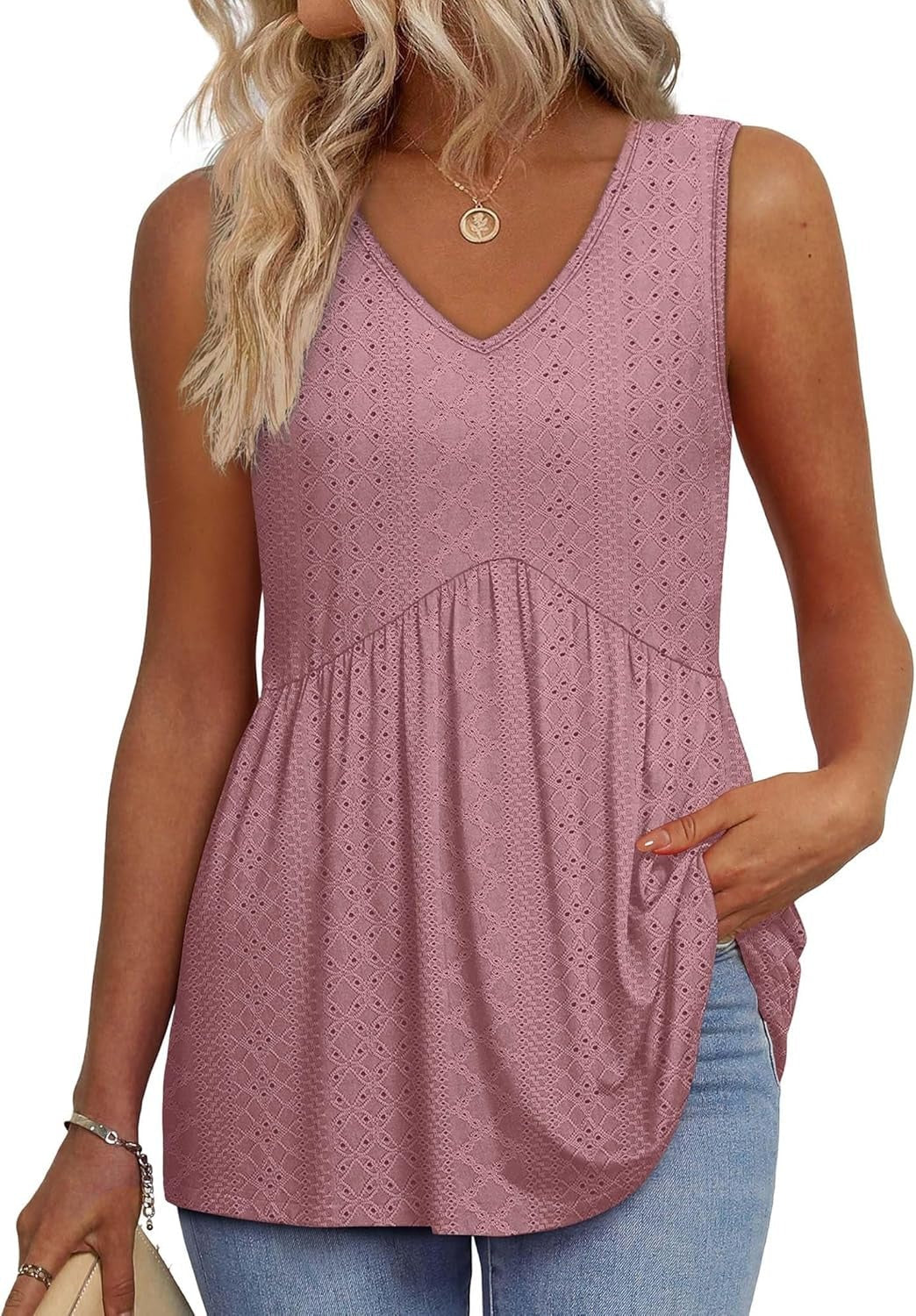 💜LAST DAY PROMOTION - 49%OFF💜Women's Print Flowy Sleeveless V Neck Peplum Tank Tops