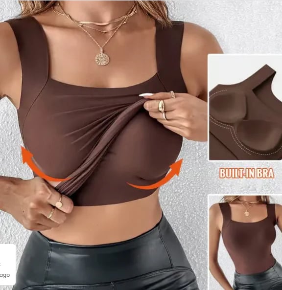 🏆2026 HOT SALE-50% OFF!!💐Women's U Neck Camisole High Strechy Seamless Built-in Bra Padded Tank Tops