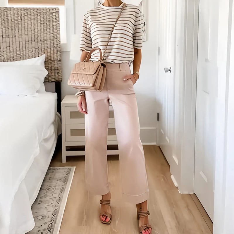 👖Stretch Twill Cropped Wide Leg Pants