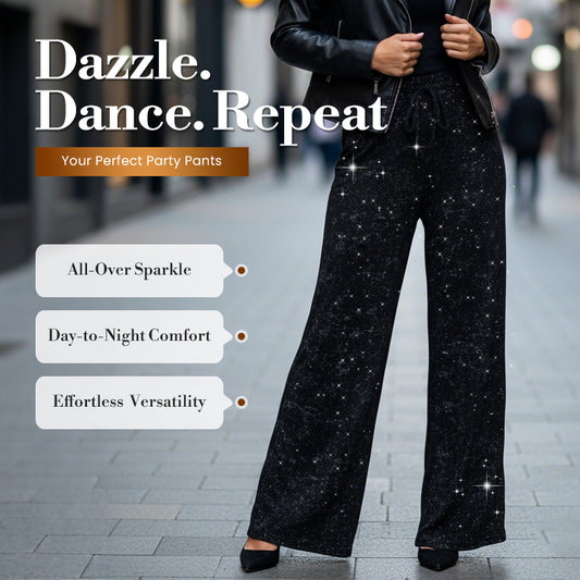 💖LAST DAY SALE 70% OFF🥰Women's Sequin Sparkle Wide Leg Pants with Elastic Waistband