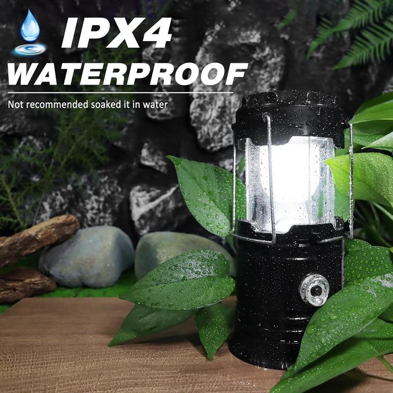 Solar Rechargeable Camping Lantern – Collapsible LED, IPX5 Waterproof 💡 Magnetic Base & Foldable Hook 🏔️ Ideal for Camping, Hiking & Emergency Outages 🔋