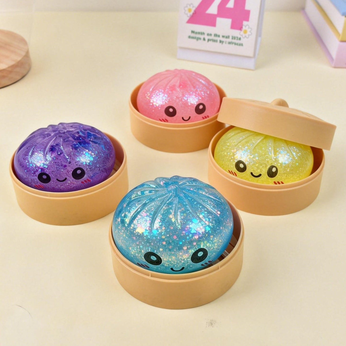 🔥Last Day 50% OFF🎁Glitter Dumpling Squishy Steamer Blind Box Surprise Squeeze Fun