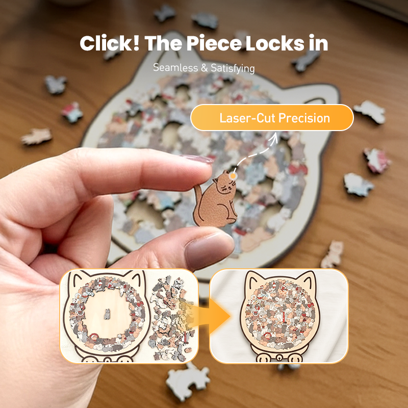 🎁Christmas Sale 49% OFF🎅135-Piece Morandi-Colored Cat Shaped Wooden Jigsaw Puzzle