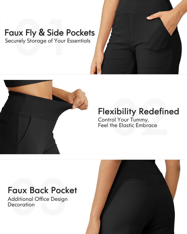 Women's High-Waisted Wide Leg Cropped Capri Pants Pocket Yoga Leggings