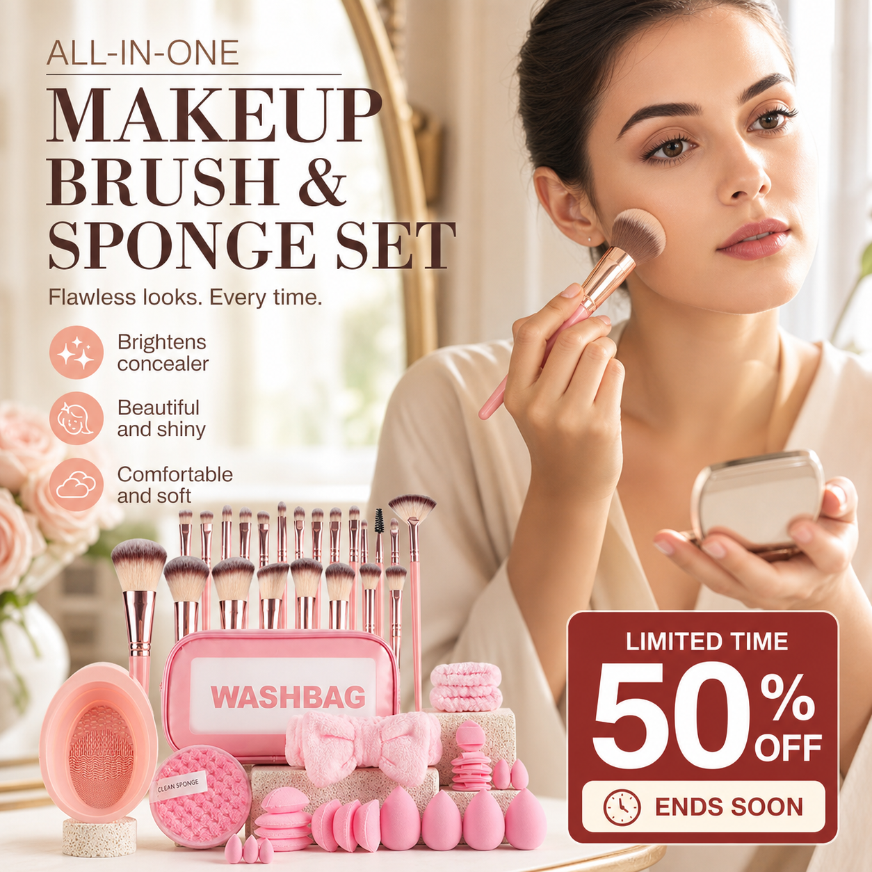 All-in-One Makeup Brush & Sponge Set