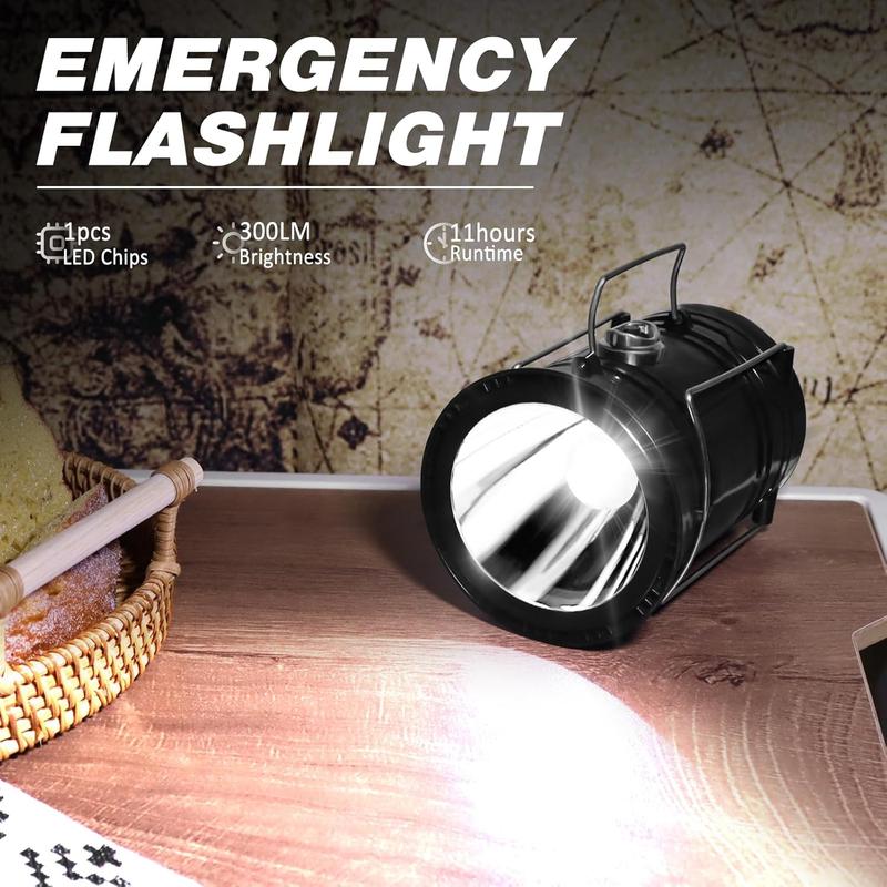 Solar Rechargeable Camping Lantern – Collapsible LED, IPX5 Waterproof 💡 Magnetic Base & Foldable Hook 🏔️ Ideal for Camping, Hiking & Emergency Outages 🔋