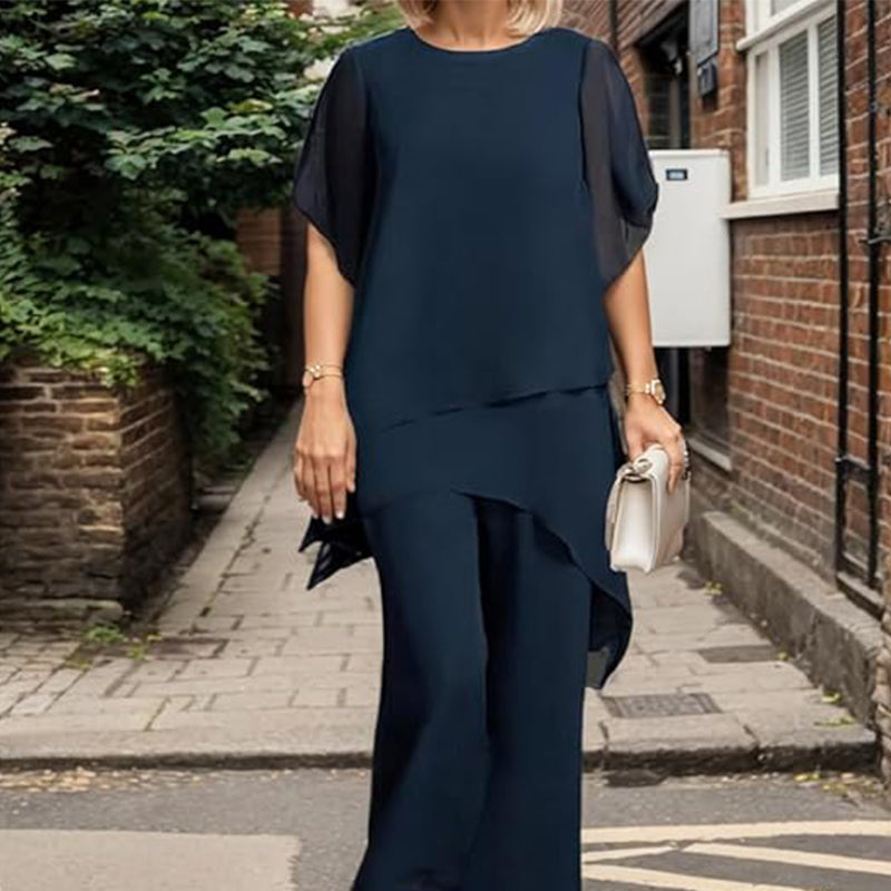 🎁New arrival 50% OFF💥Charming Irregular Top & Wide Leg Pants Set