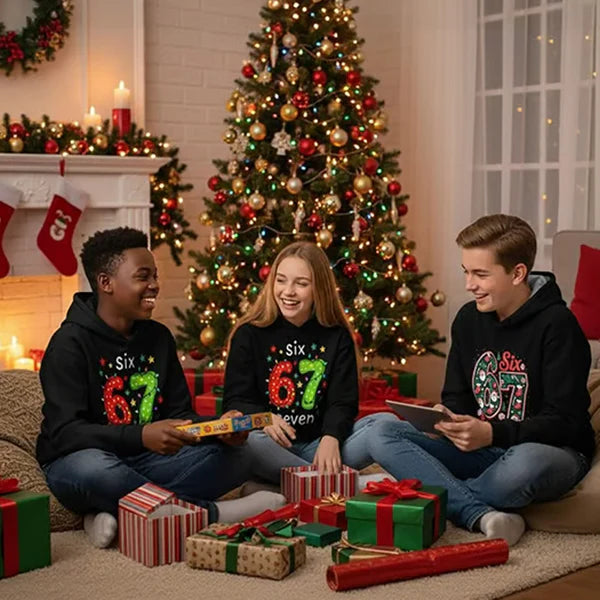 ⌛ Only 3 Days Left – 50% off everything! ⏰ Kids' Christmas Hoodie with "67" Graphic Print