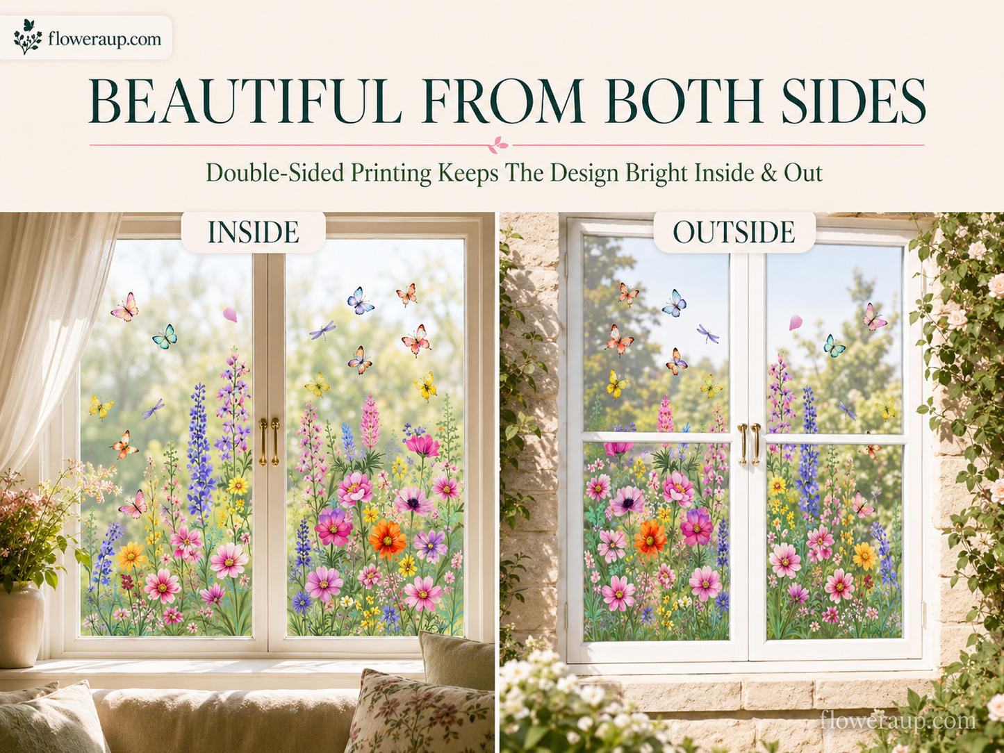 💐Colorful Floral Bouquet Window Sticker🖼️ Make Your Window Beautiful in Seconds! Cut to any size you like!