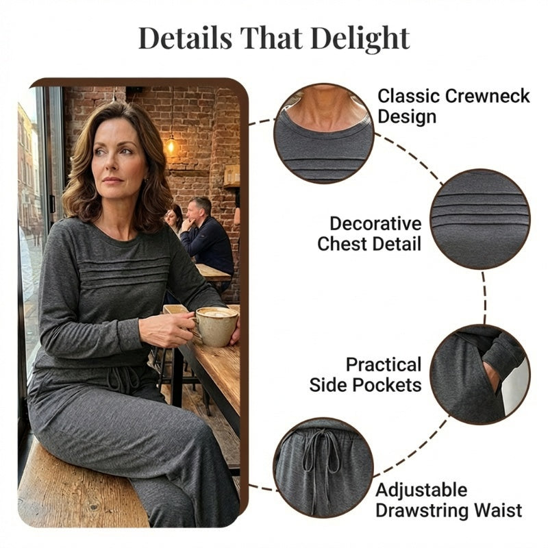 🌸Women's Crew Neck Top & Drawstring Pants Set