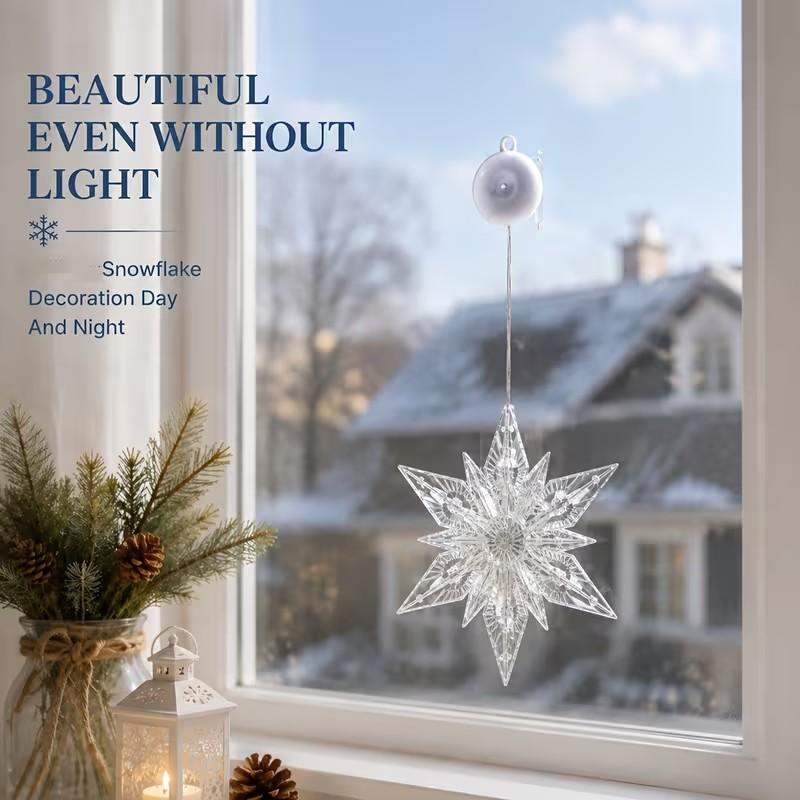 ⏳LAST DAY SALE ONLY ￡7.99!!🎄❄️ DIY Christmas Snowflake Suction Cup LED Lights ✨ | Battery Operated, Warm & Multi-Colour, Window Suction Lights, Christmas Home & Party Decor