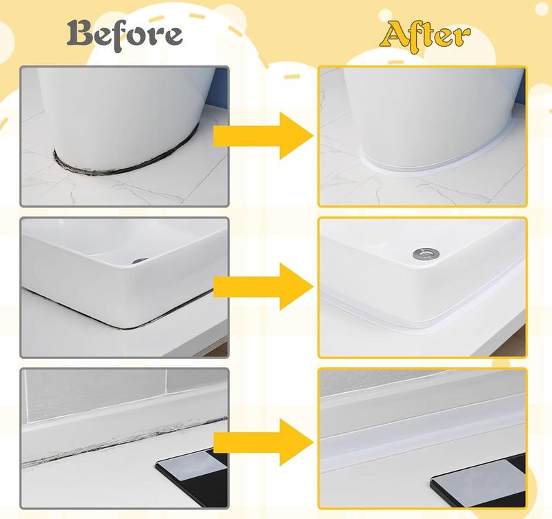 Bath Sealant Strip Self Adhesive 3 Rolls Caulk Tape White Waterproof Seal for Toilet Bathtub Shower Sink Wall Corner Kitchen with Sealing Tool 3.2m Length 38mm Width